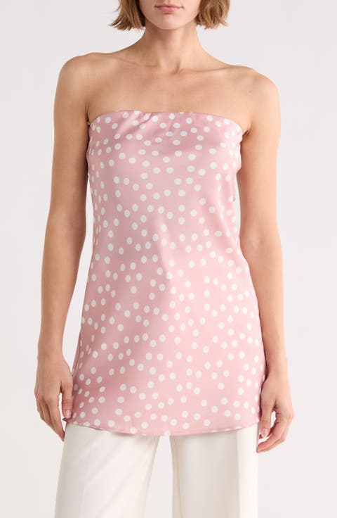 Polka Dot Strapless Tunic Top