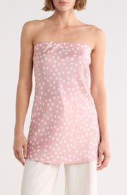 Renee C Polka Dot Strapless Tunic Top