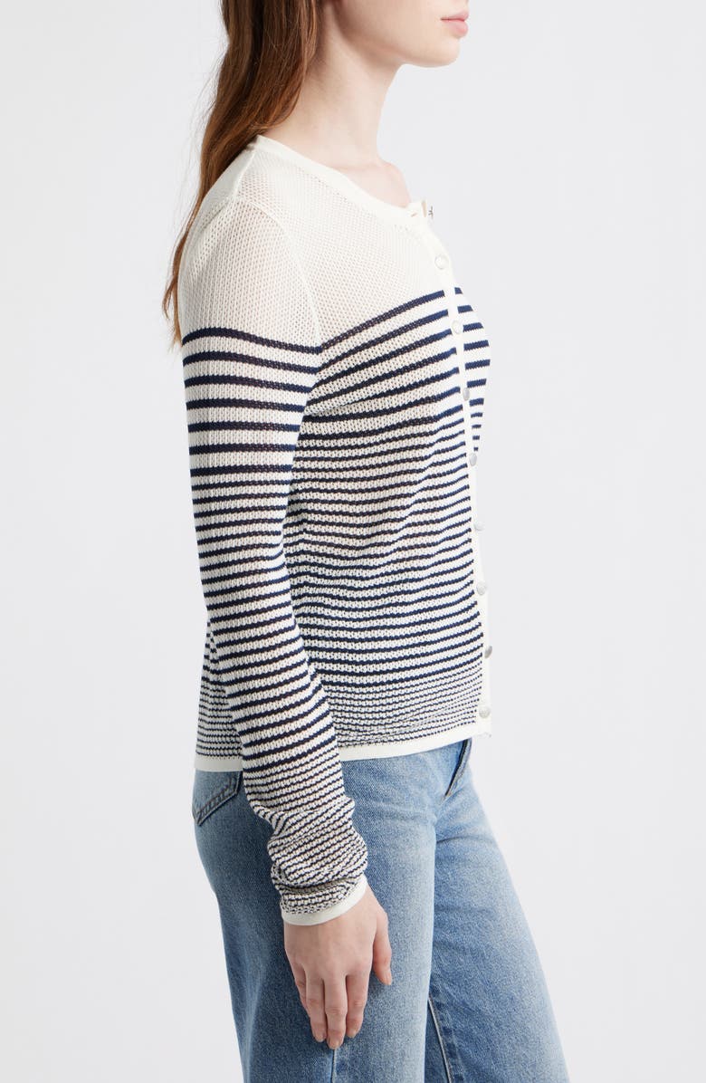 rag & bone Daisy Stripe Cotton Blend Cardigan, Alternate, color, White