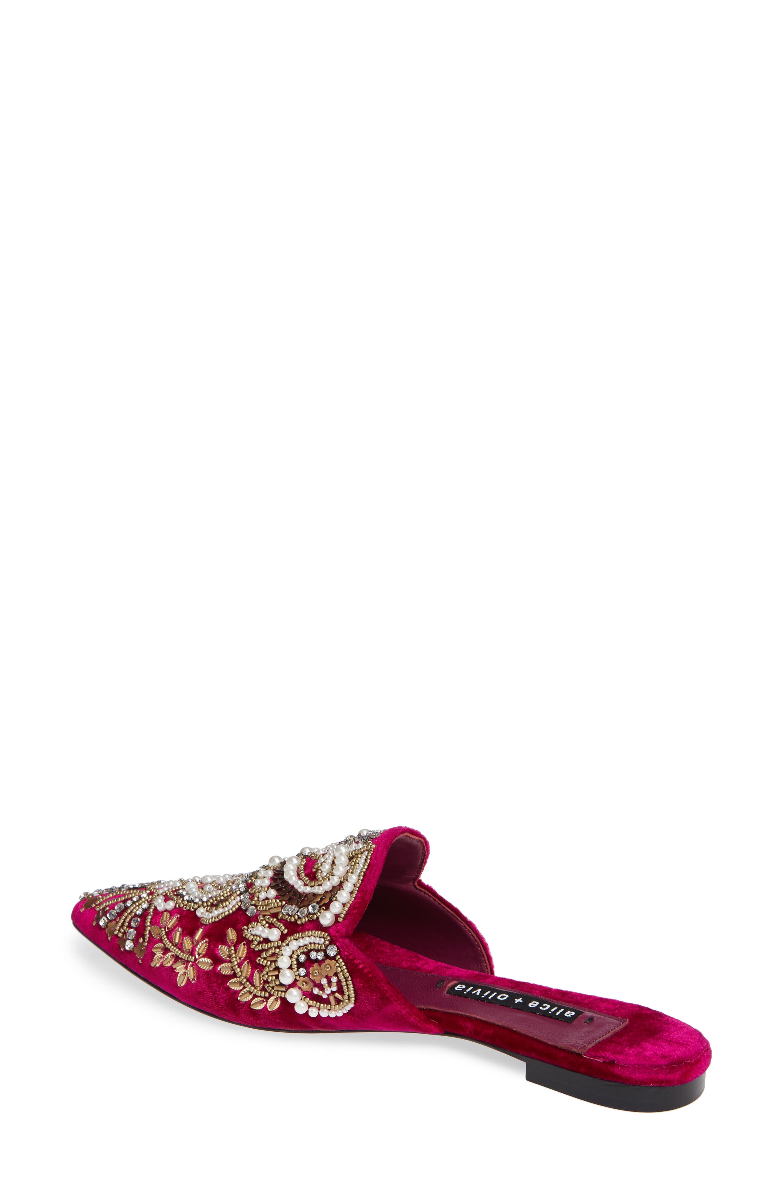 Alice + Olivia Urtin Embellished Loafer Mule, Alternate, color, 