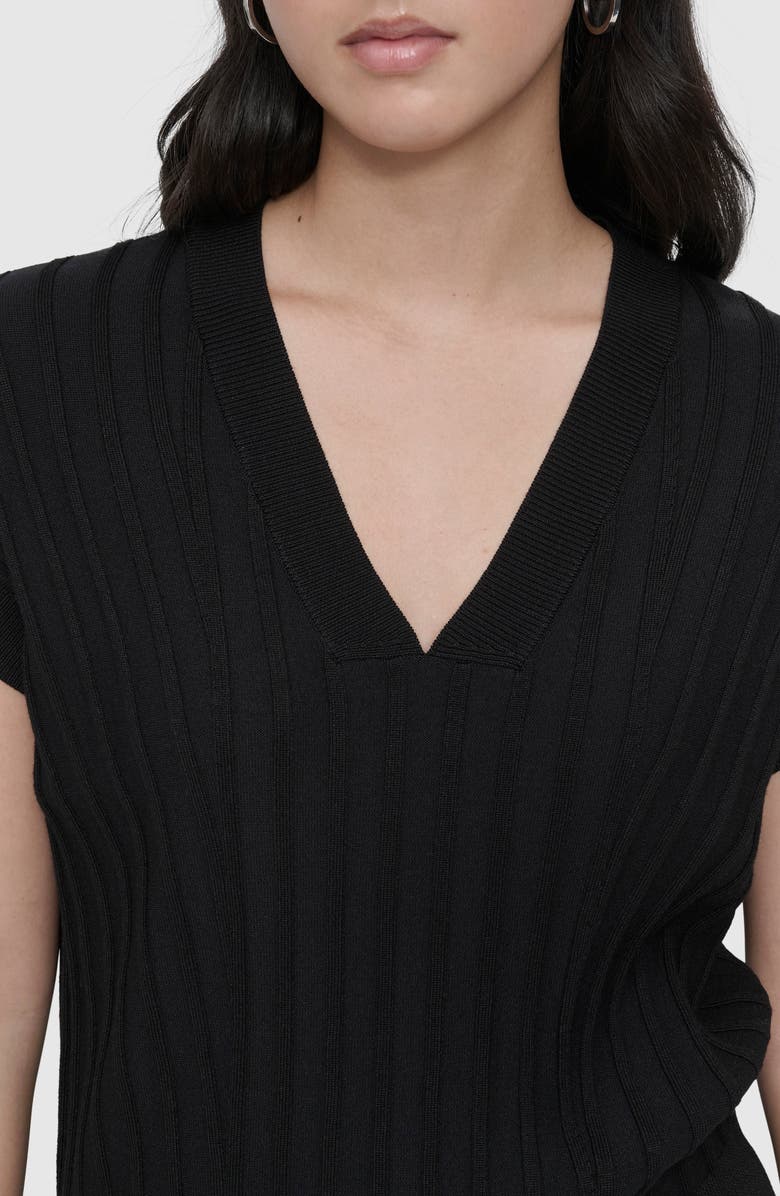 DKNY Rib Short Sleeve Sweater, Alternate, color, Black