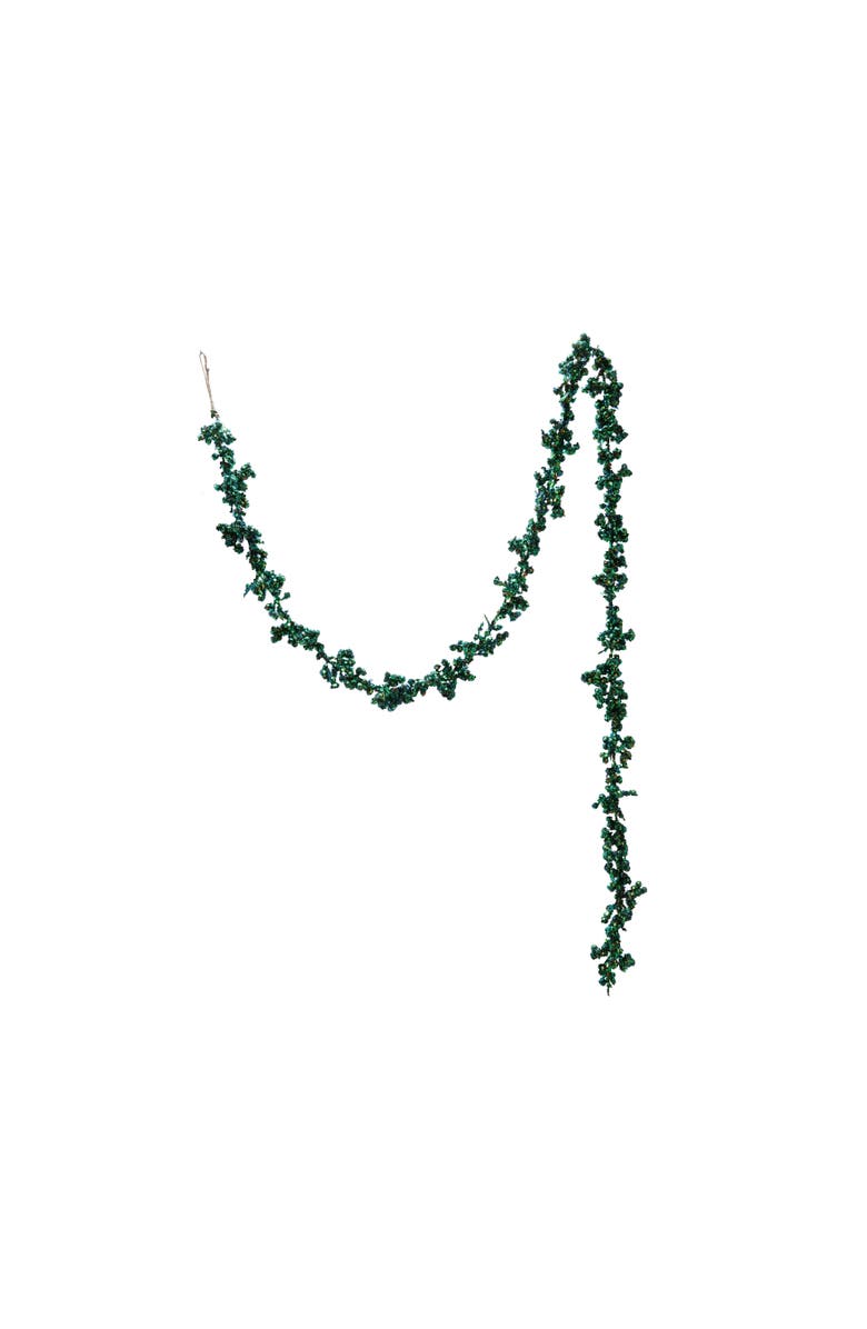 Storied Home Foam and Glitter Ball Garland in Iridescent Finish, Green, Main, color, Green