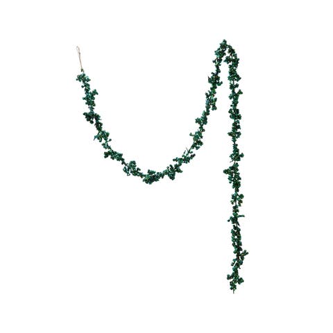 Foam and Glitter Ball Garland in Iridescent Finish, Green