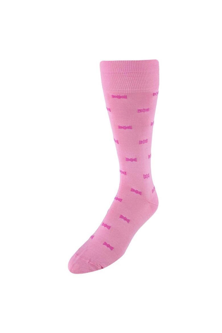 Dapper Bow Tie Novelty Mid Calf Mercerized Cotton Socks, Main, color, Pink
