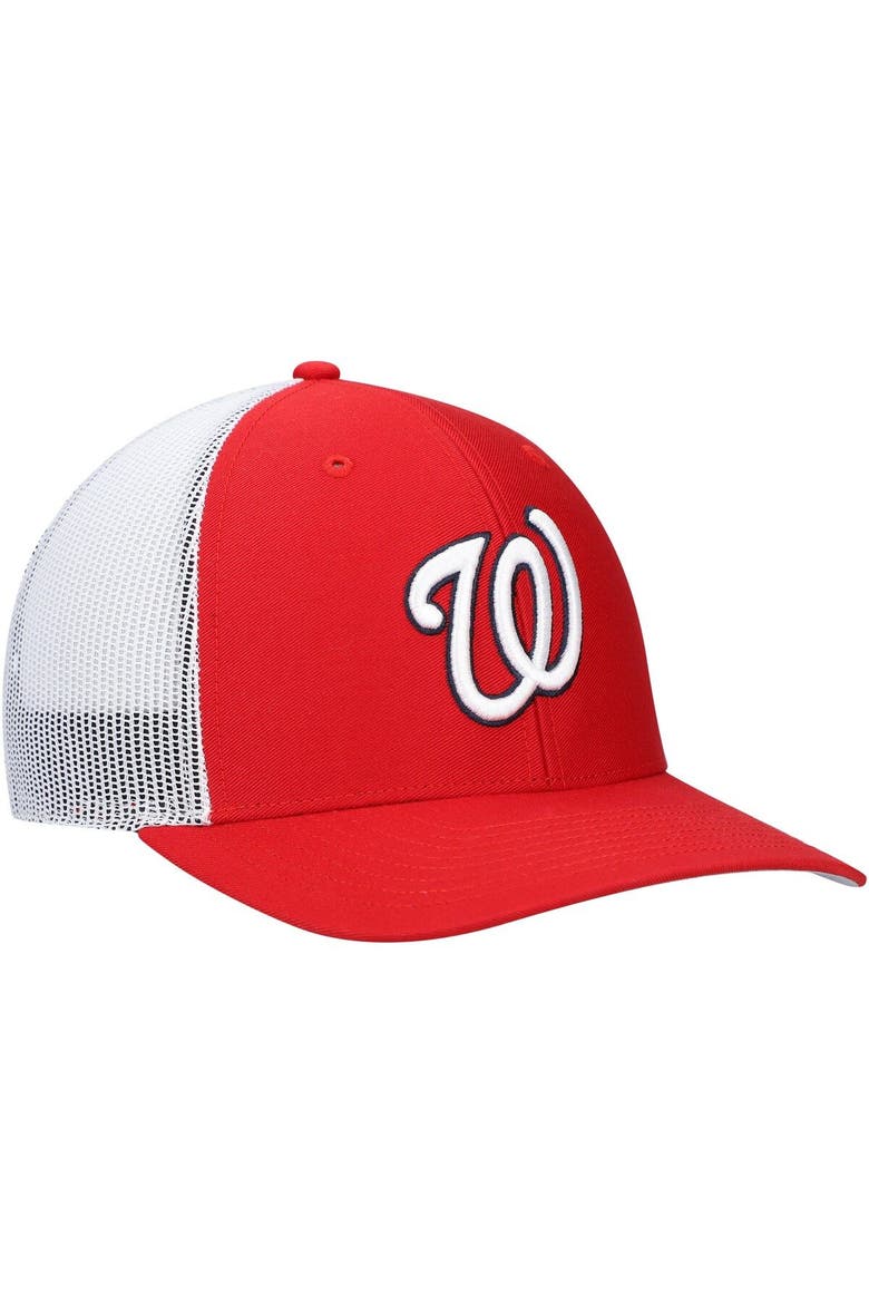 Men's '47 Red/White Washington Nationals Primary Logo Trucker Snapback Hat, Alternate, color, Red
