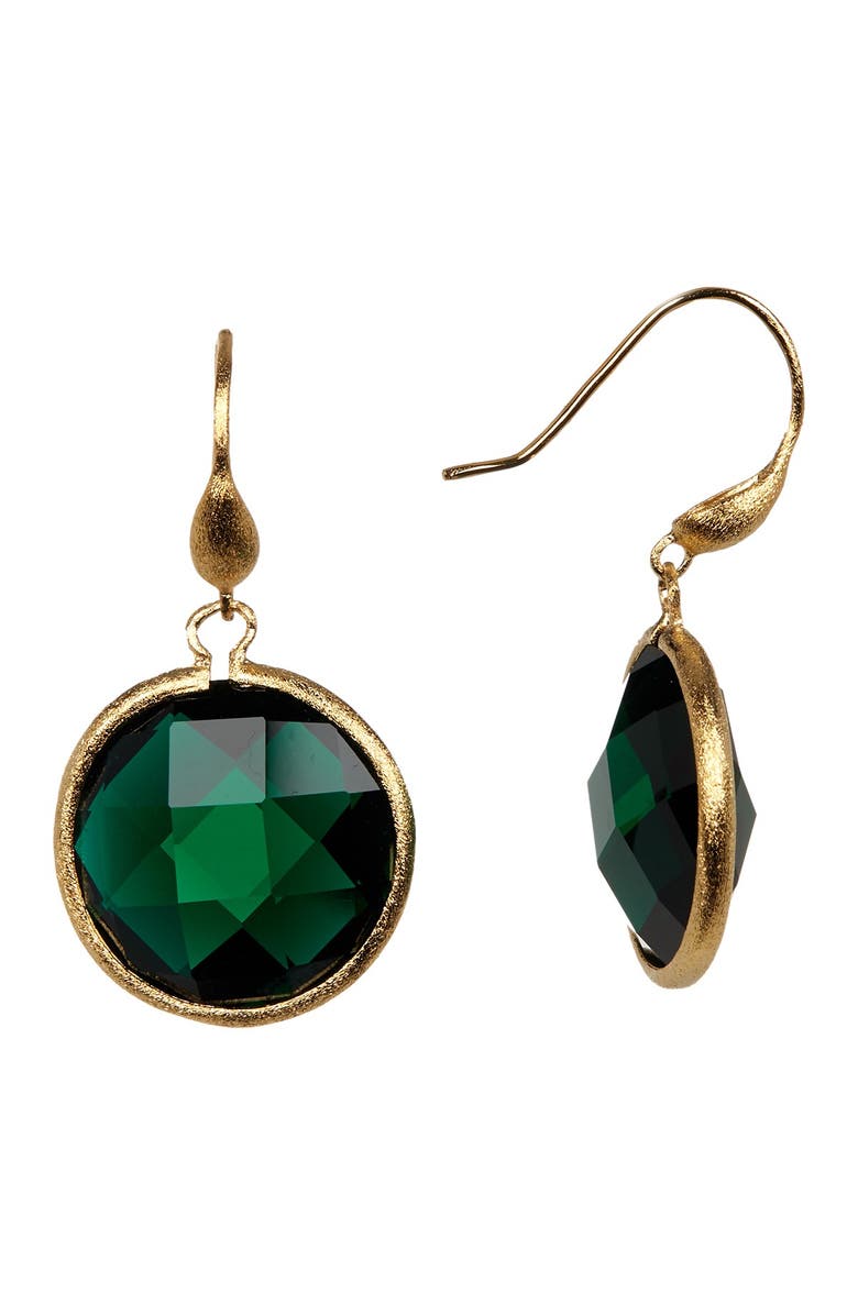RIVKA FRIEDMAN Faceted Emerald Crystal Satin Round Single Dangle Earrings, Main, color,