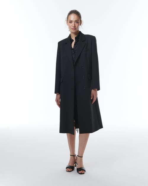 Theo The Label Aphrodite Zip Sleeve Duster Coat In Black