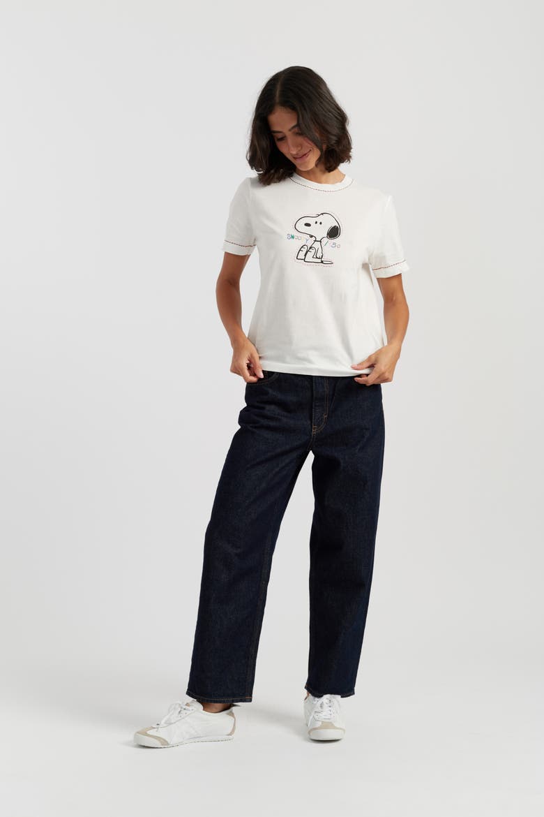 Cotton Snoopy Embroidered T-Shirt, Main, color, Cream