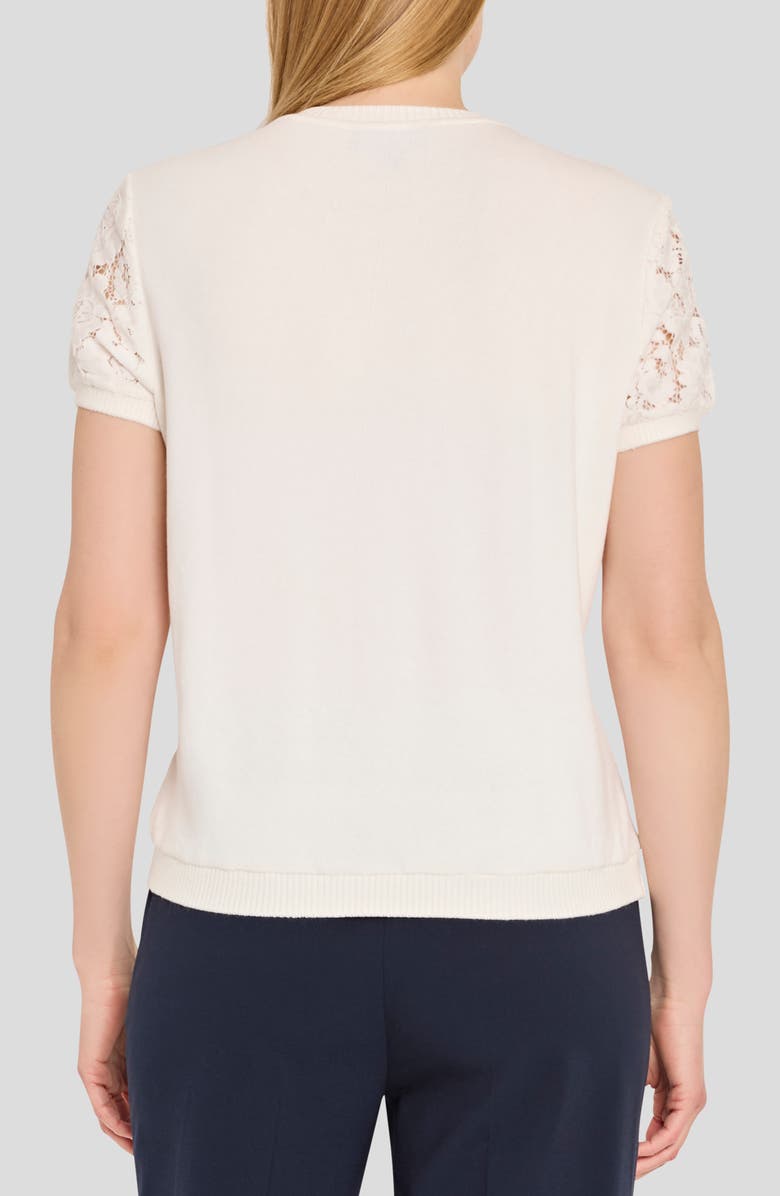 Tahari ASL Lace Front Sweater, Alternate, color, Ivory