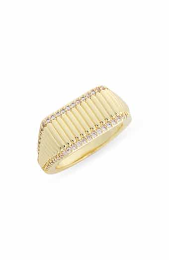 Covet Pavé CZ Textured Signet Ring