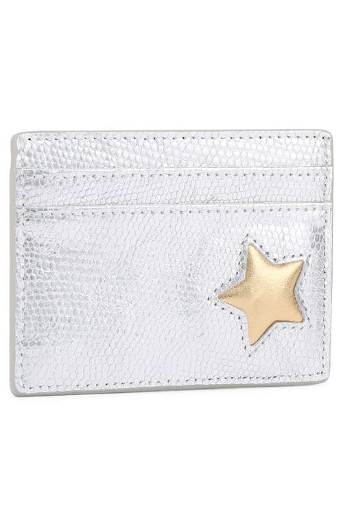 Kurt Geiger London Star Metallic Leather Card Holder In Open Grey