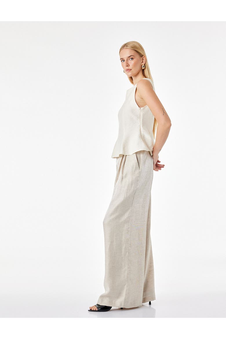 Linen Blend Straight Wide Leg Pants, Alternate, color, BEIGE