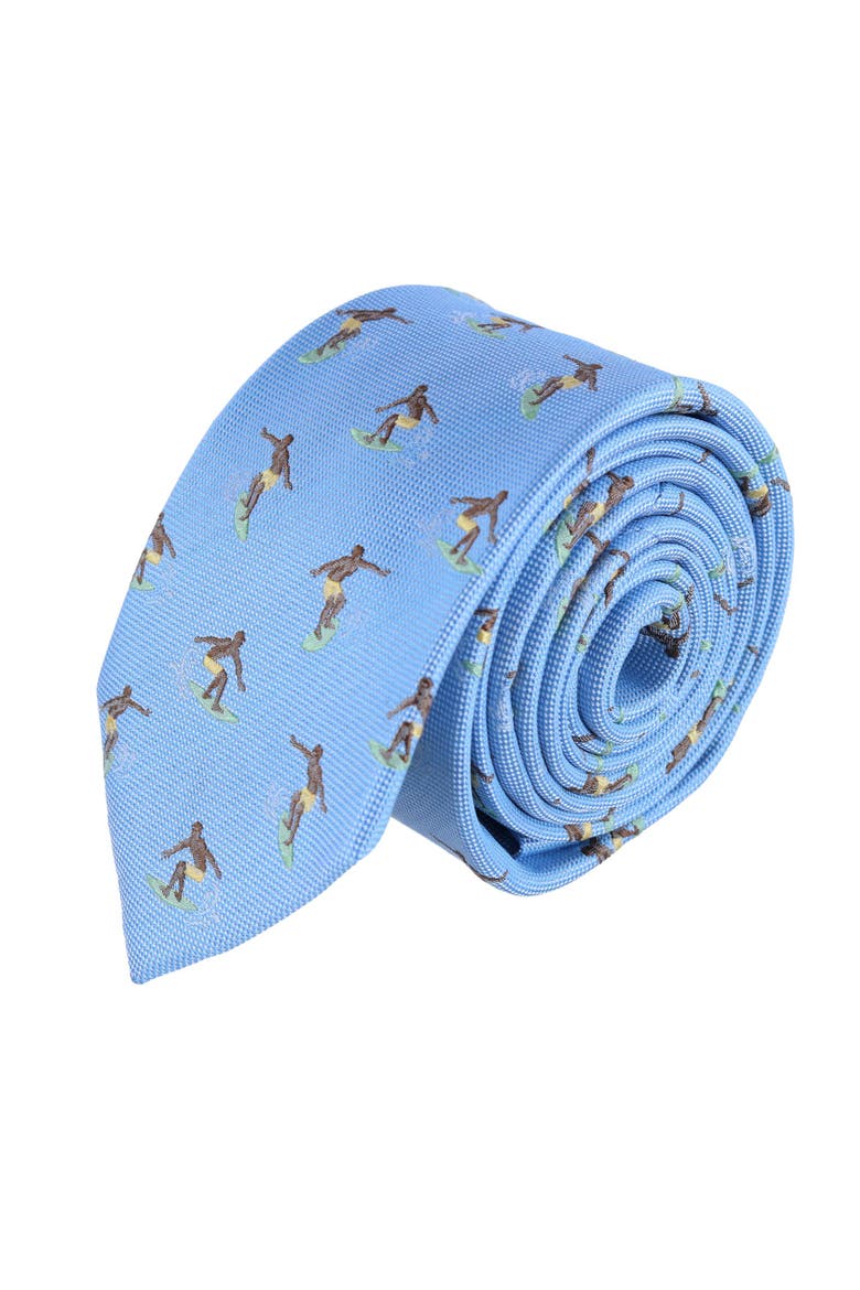 Raglan Surfing Novelty Silk Necktie, Main, color, Light Blue