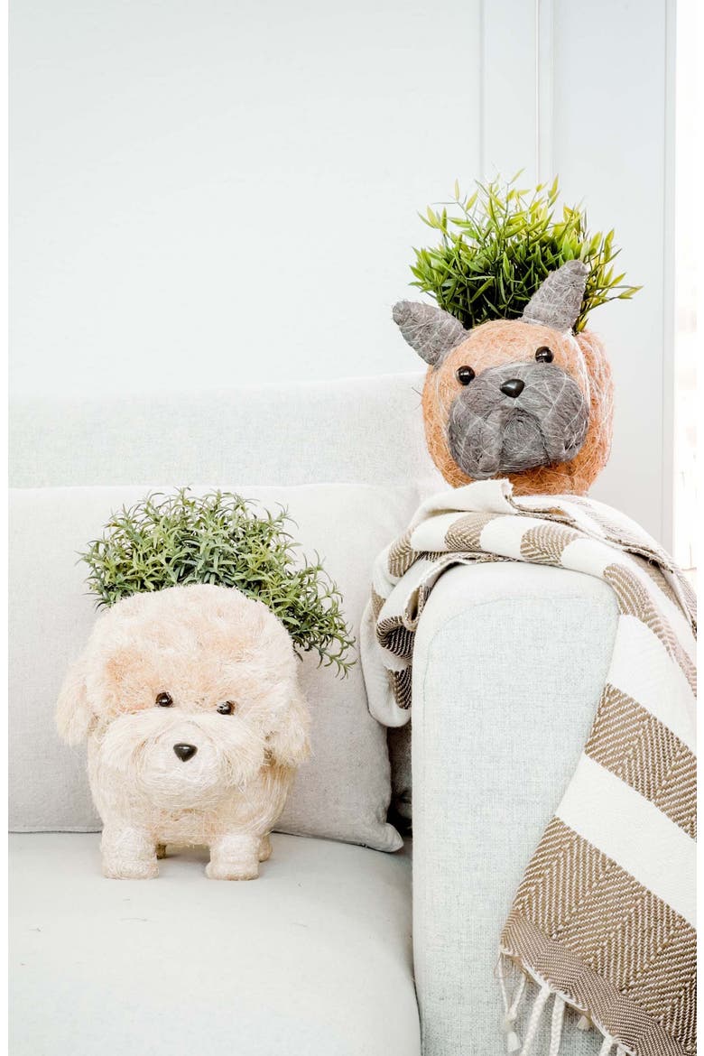 French Bulldog Handwoven Planter, Alternate, color, BROWN / BLACK
