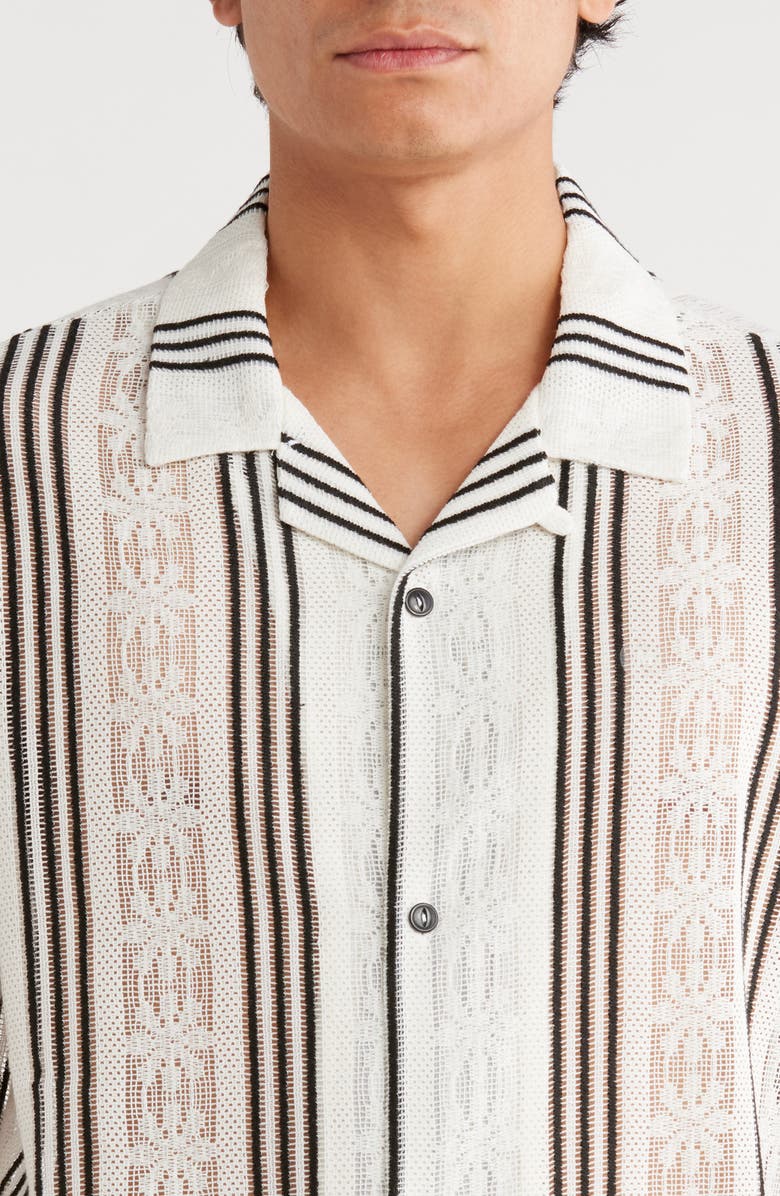 PacSun Oversize Textured Stripe Camp Shirt, Alternate, color, 
