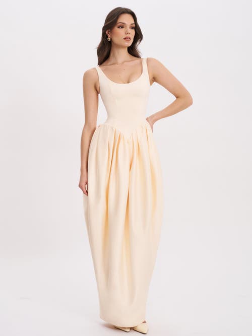 Miss Circle Udana Drop Waist Tulip Gown In Brown