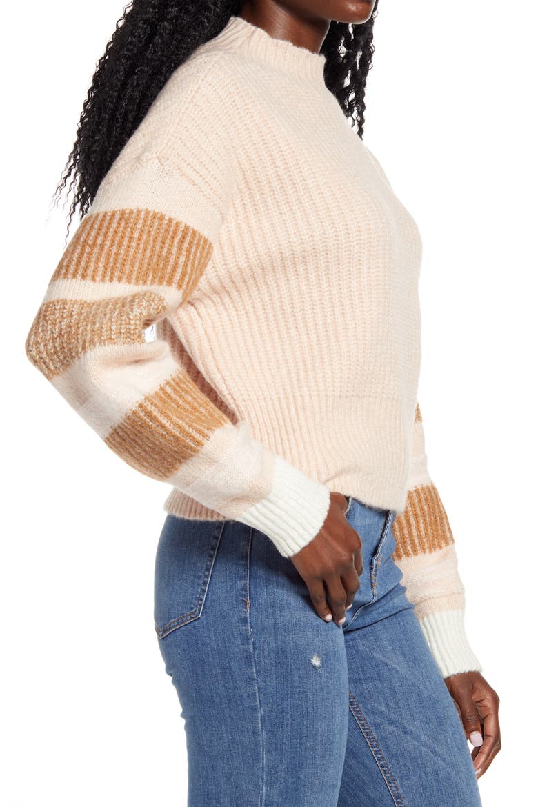 Stripe Crewneck Sweater, Alternate, color, BEIGE MULTI