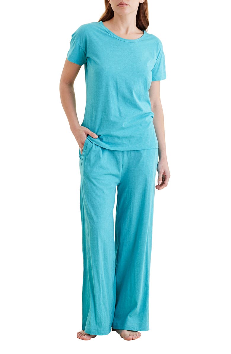 Papinelle Jada Organic Cotton Pajamas, Main, color, Blue Turquoise