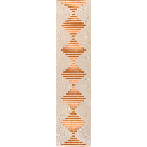 Jonathan Y Vinales Diamond Stripe Indoor/outdoor Beige/orange Runner Rug In Beige/orange