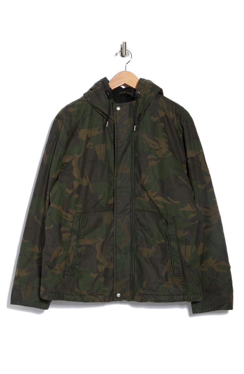 AllSaints Atticus Camo Print Hooded Cotton Jacket, Alternate, color, Camo Green