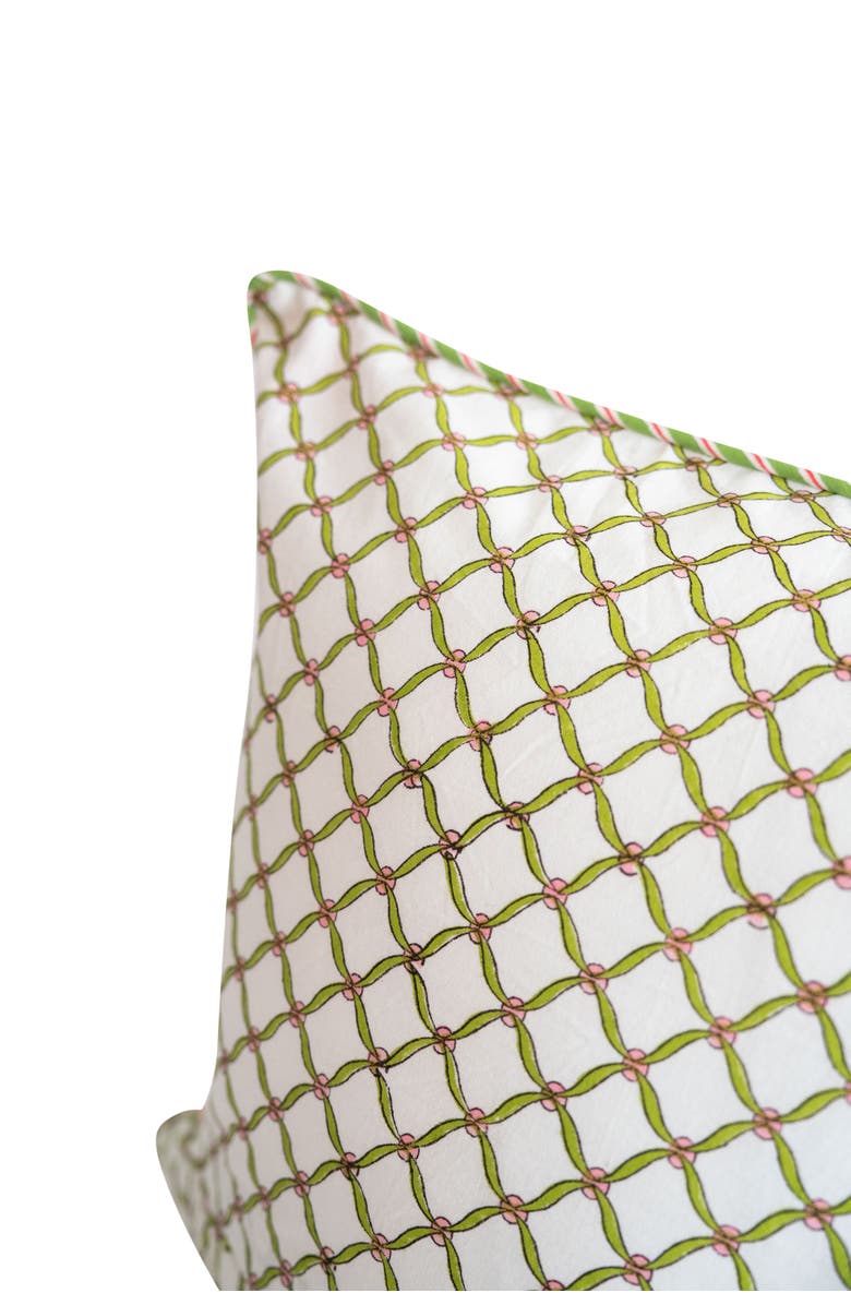 Inner Child Green Poppy Blockprint Pillow - Cover Only, Alternate, color, Green