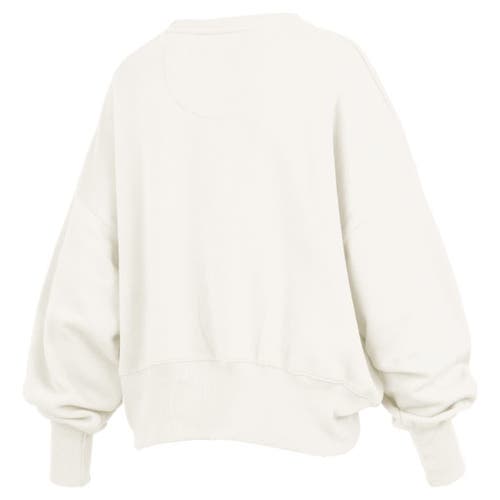 Pressbox Cream North Carolina Tar Heels Oversized Chelsea Waist Length Pullover Sweatshirt In White