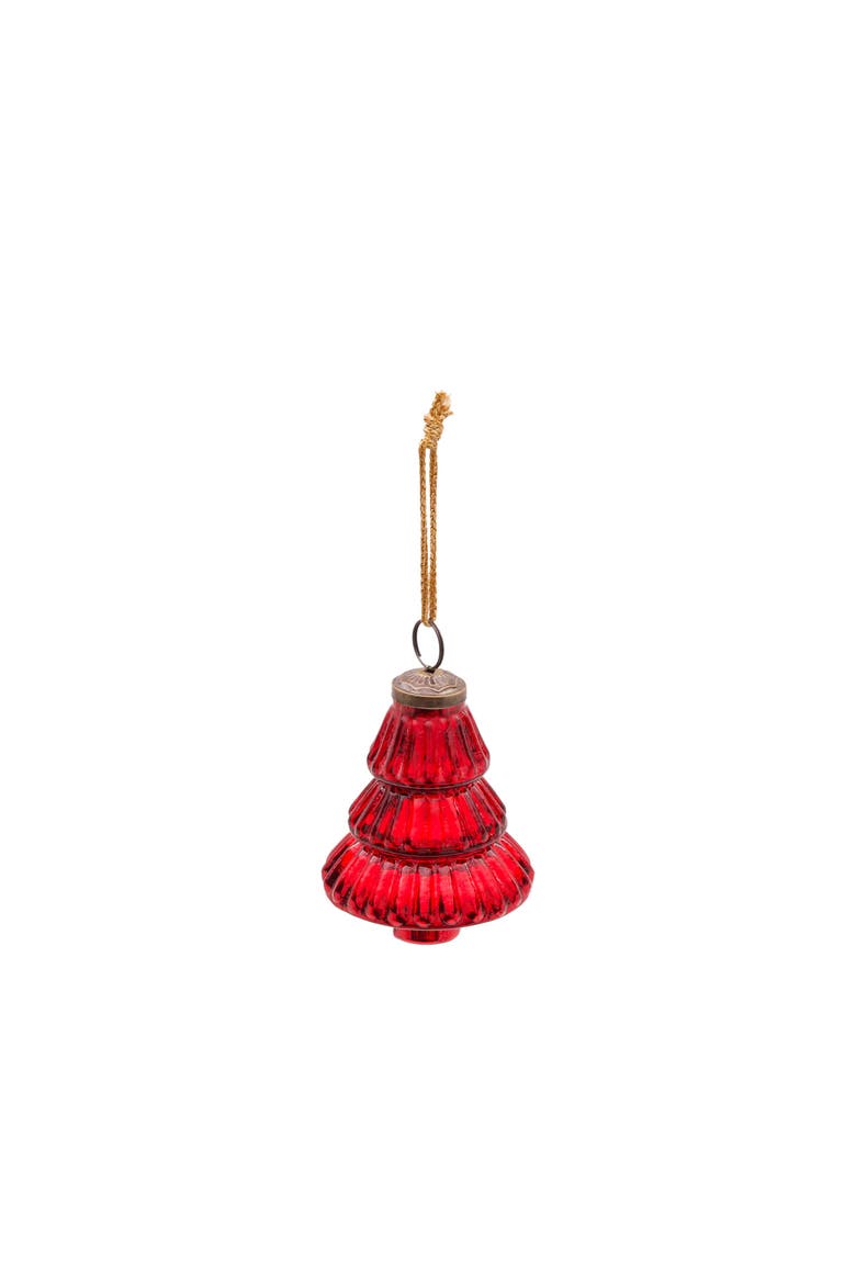 Glass Christmas Tree Christmas Tree Ornament Set of 2, Alternate, color, Red