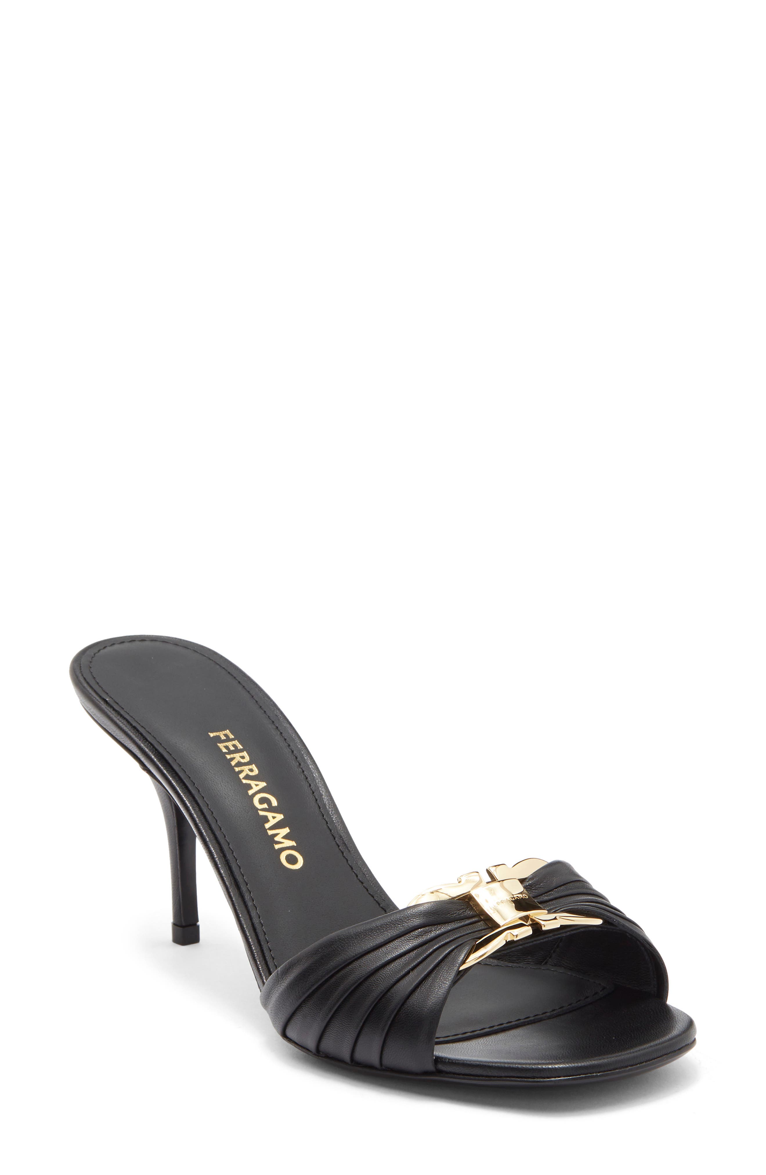 FERRAGAMO Witty Patent Leather Sandal, Main, color, Nero Nero