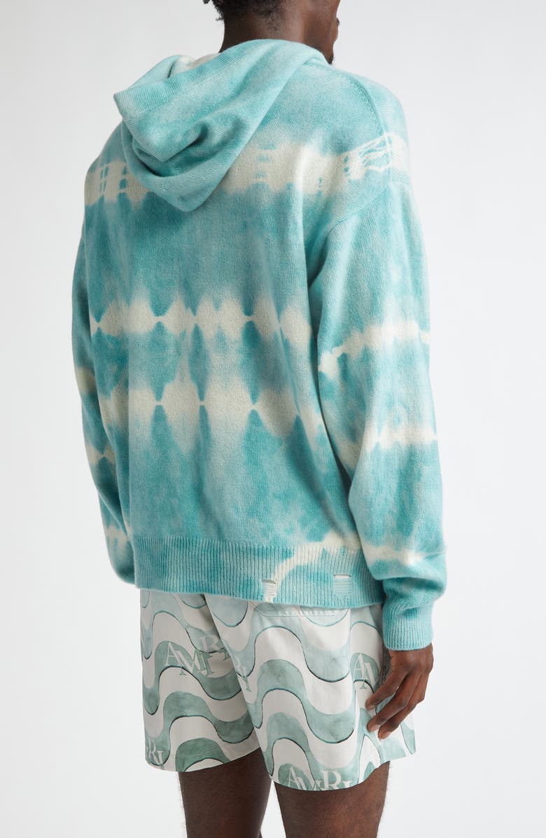 AMIRI Tie Dye Cashmere & Wool Hoodie, Alternate, color, Sea Blue