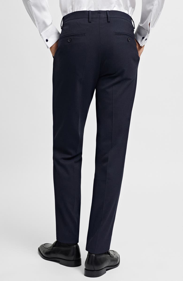 MANGO Superslim Fit Flat Front Stretch Dress Pants, Alternate, color, Navy