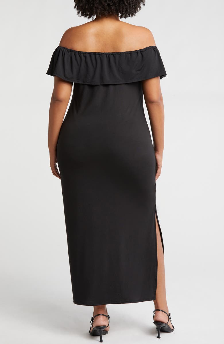 24seven Comfort Apparel Off the Shoulder Jersey Midi Dress, Alternate, color, Black