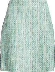 St. John Collection Side Tape Metallic Tweed Skirt