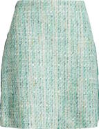 St. John Collection Side Tape Metallic Tweed Skirt