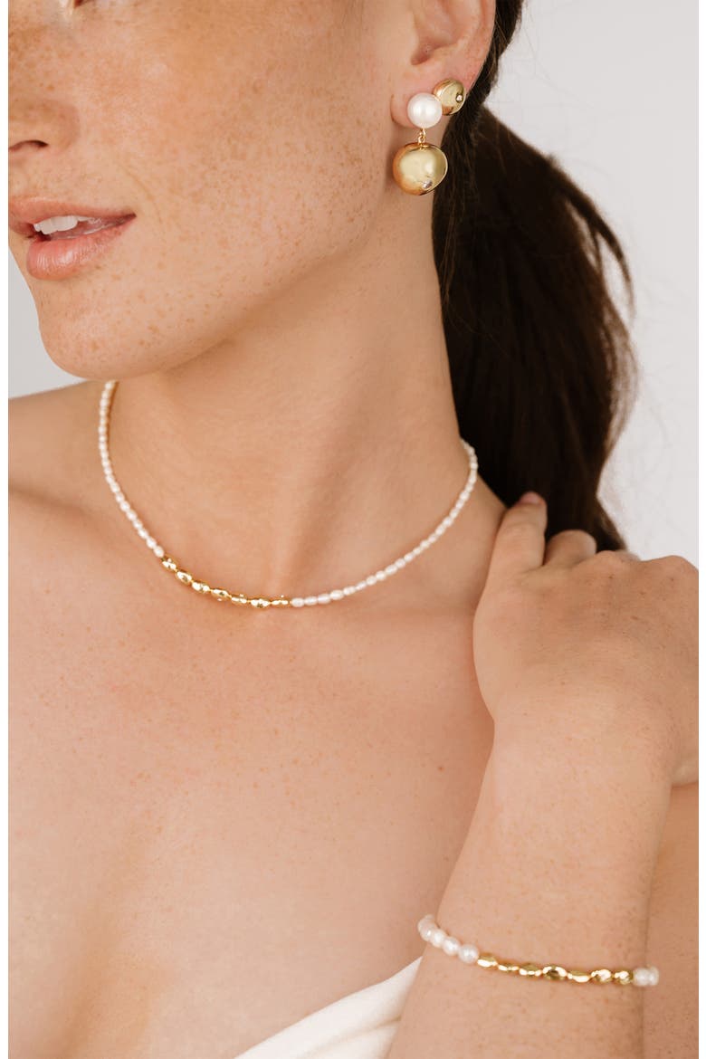 Bean Drop Earrings, Alternate, color, GOLD