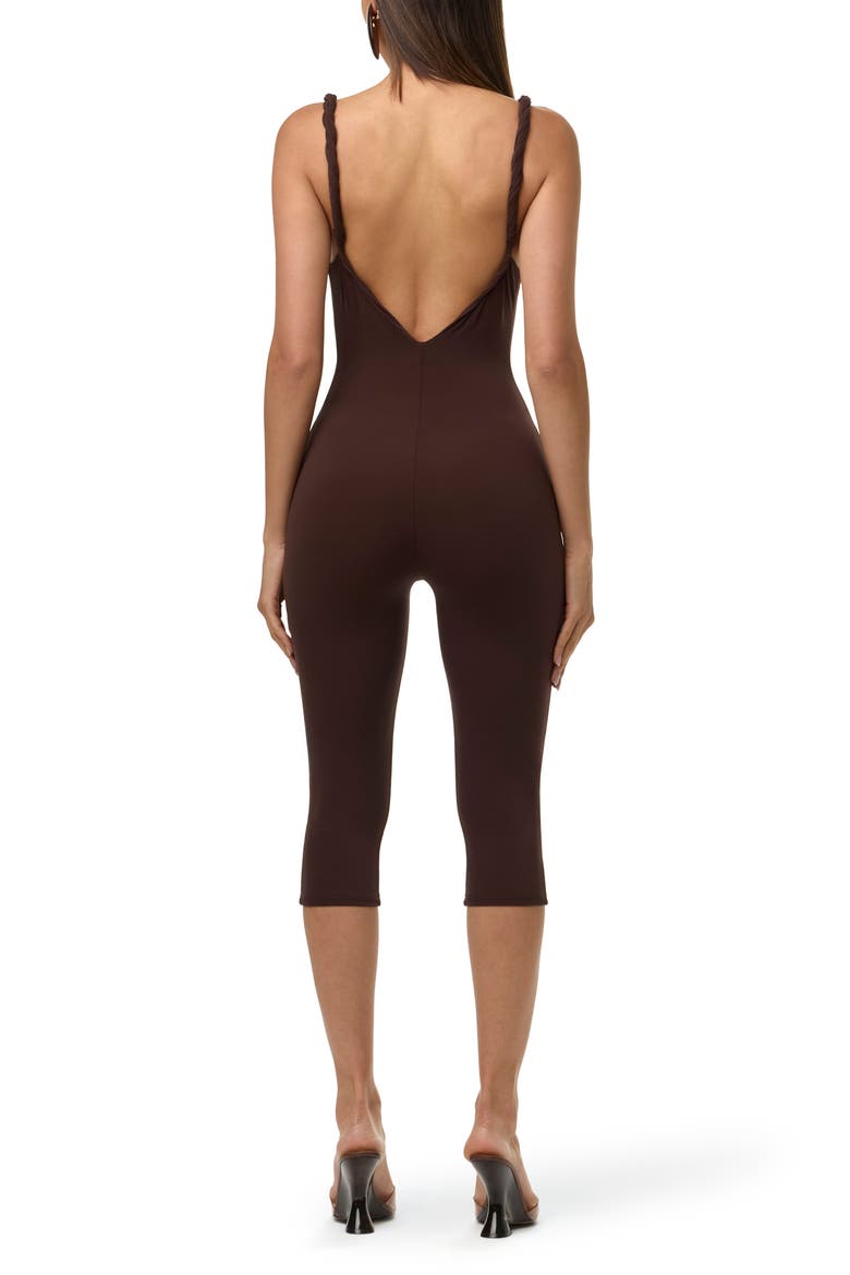 Deep Plunge Capri Jumpsuit, Alternate, color, DARK CHOCOLATE