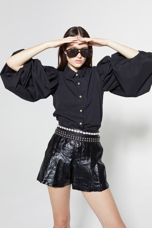 LANHTROPY Frida Metallic Linen Short in Black  product