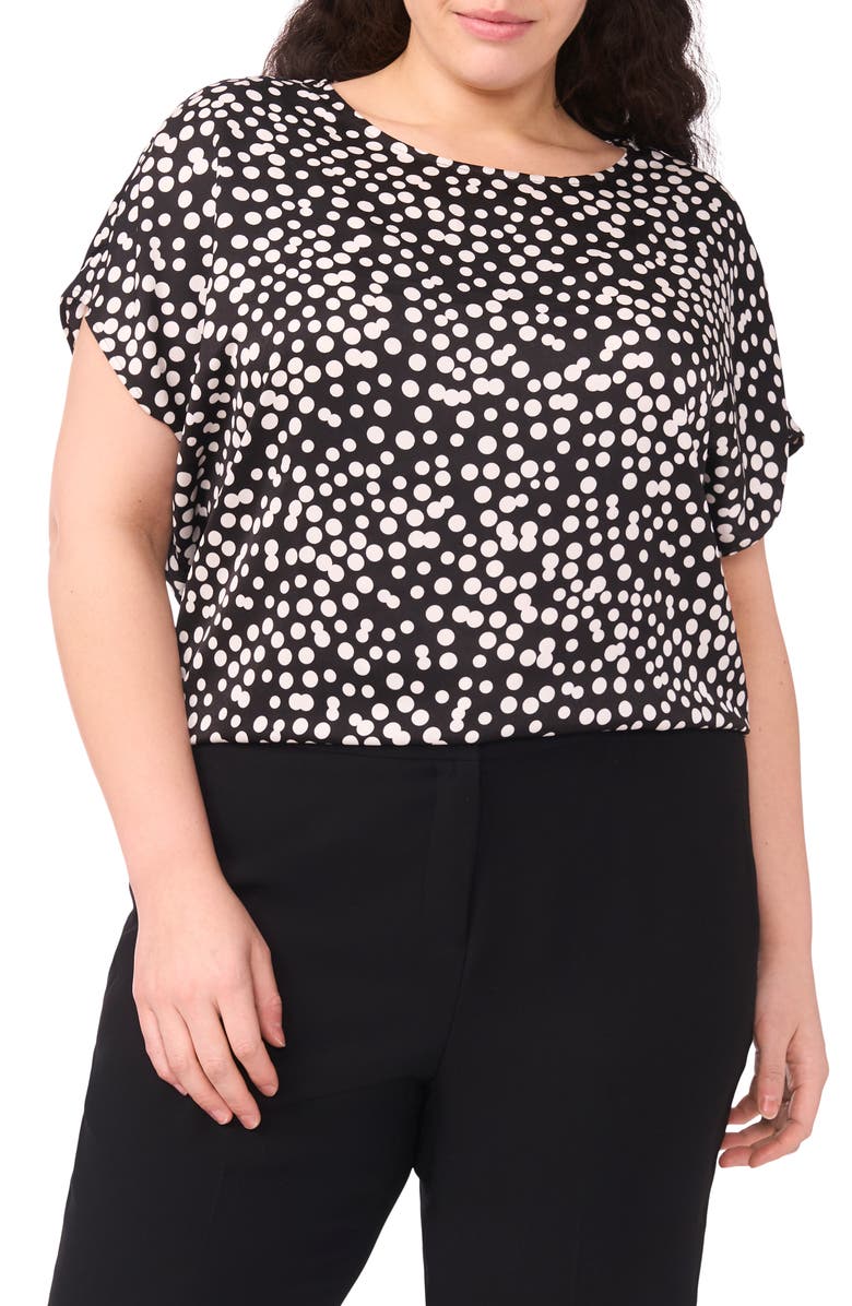Halogen<sup>®</sup> Polka Dot Crepe Top, Main, color, Rich Black