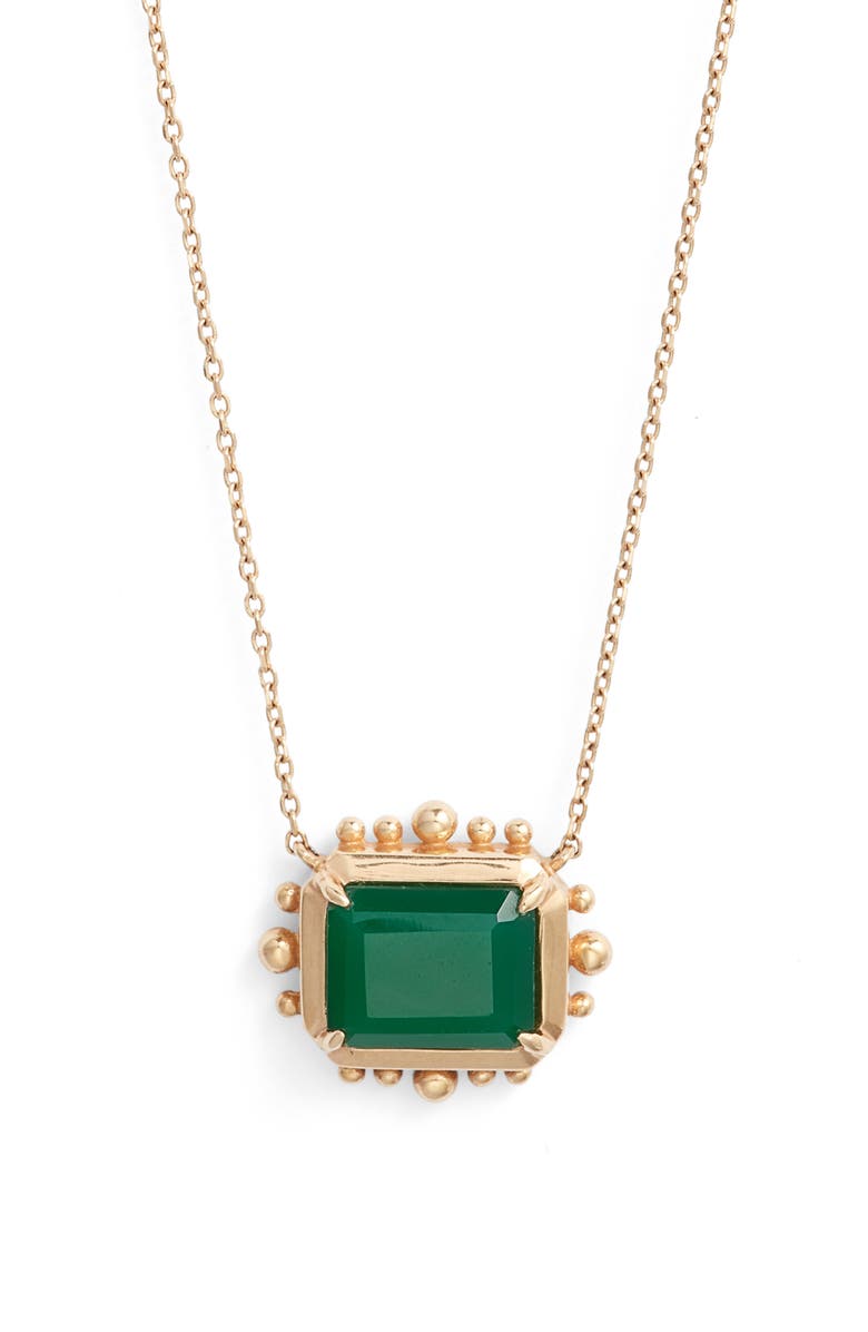 Anzie Dew Drop Carré Marine Pendant, Main, color, Dark Green