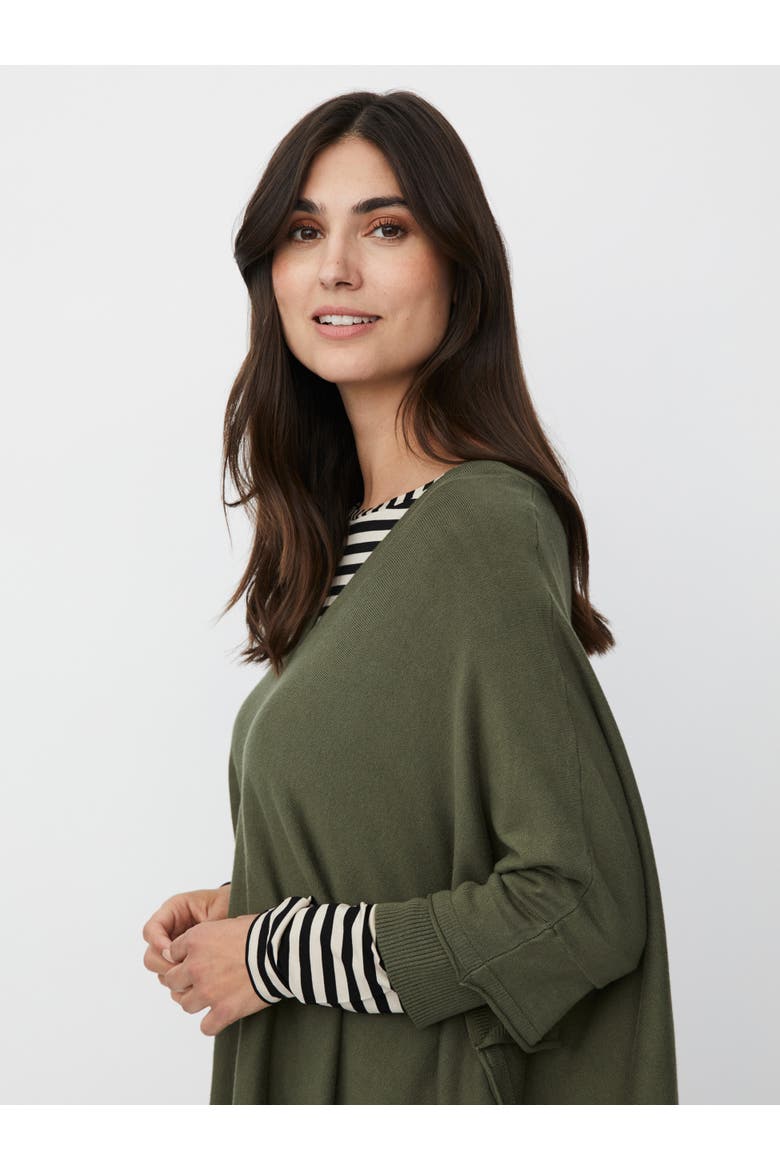 MaFosna Long Sleeve V-Neck Poncho, Alternate, color, Ivy Green