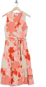 Calvin Klein Printed Belted Dress