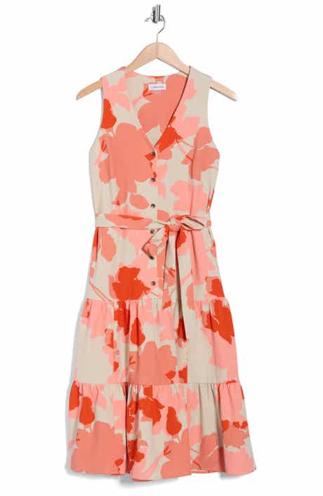 Calvin Klein Printed Belted Dress