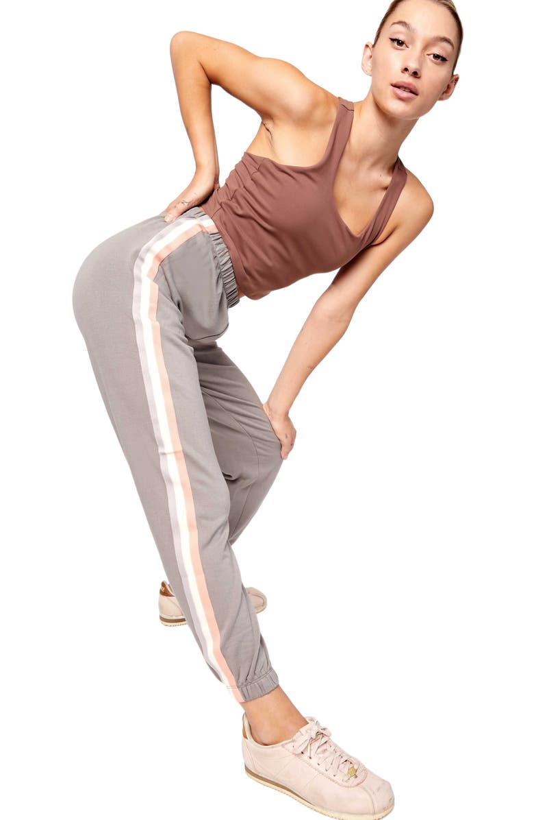 Rebody Active Homebase Fleece Sweatpants, Alternate, color, Sage/Stripe