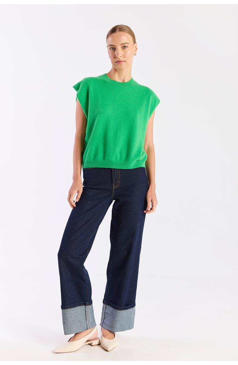 Brodie Pure Cashmere 100% Cashmere Tina Tank, Alternate, color, Spring Green