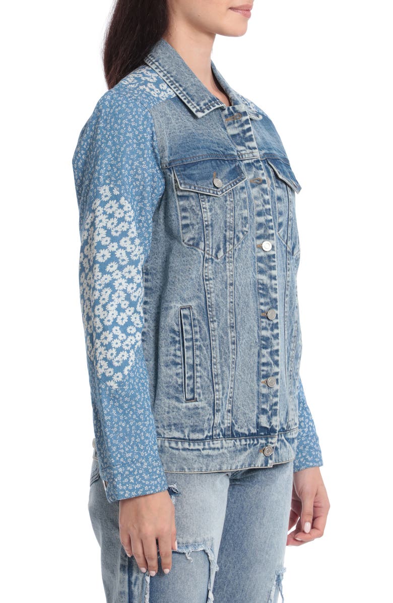 Avec Les Filles Denim Combo Trucker Jacket, Alternate, color, 