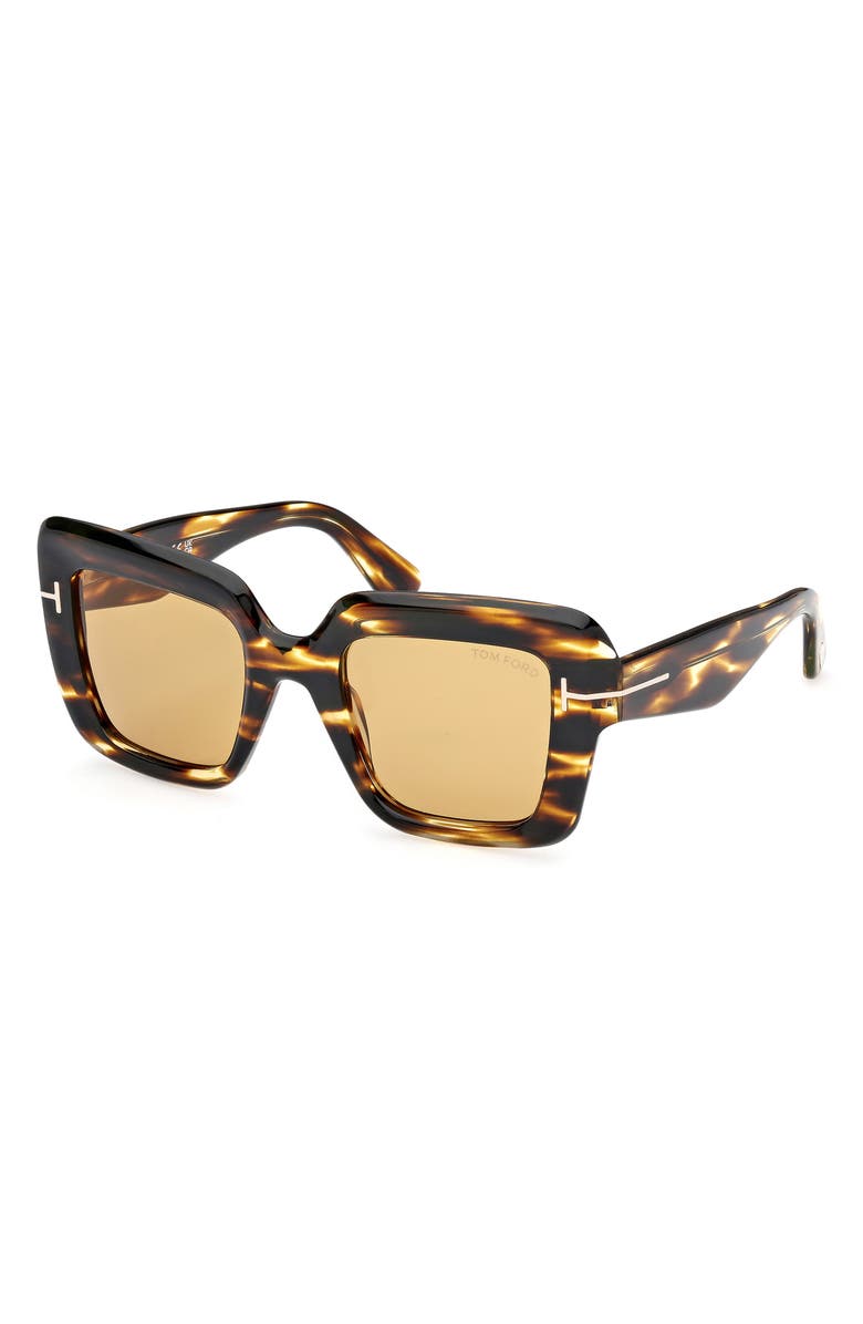 TOM FORD Esme 50mm Square Sunglasses, Alternate, color, Shiny Honey Brown / Amber