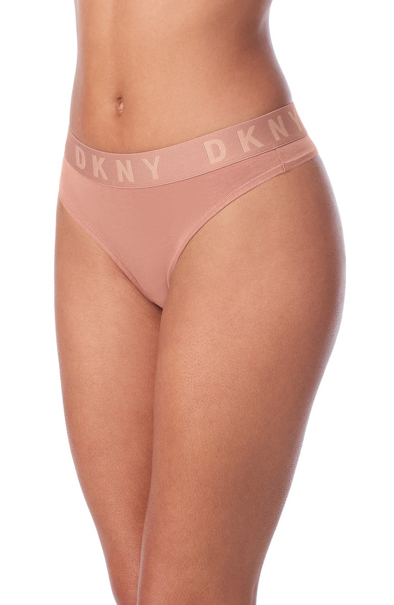 DKNY Cozy Boyfriend Thong, Main, color, Rosewood