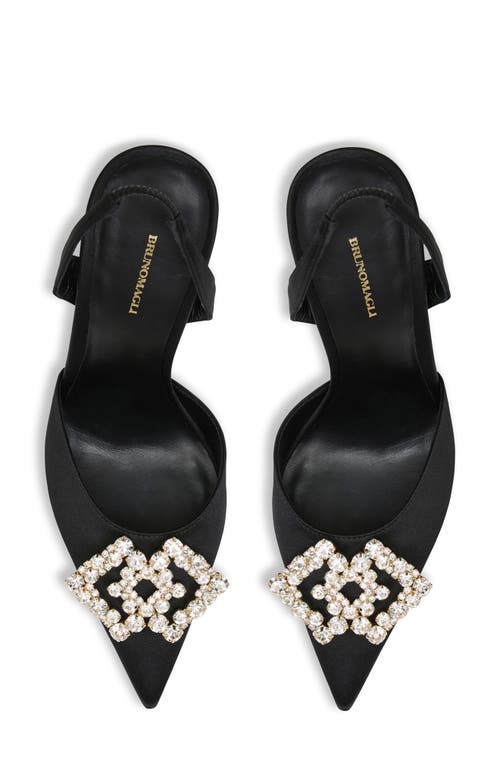 Bruno Magli Moda Slingback Pointed Toe Pump In Black Satin