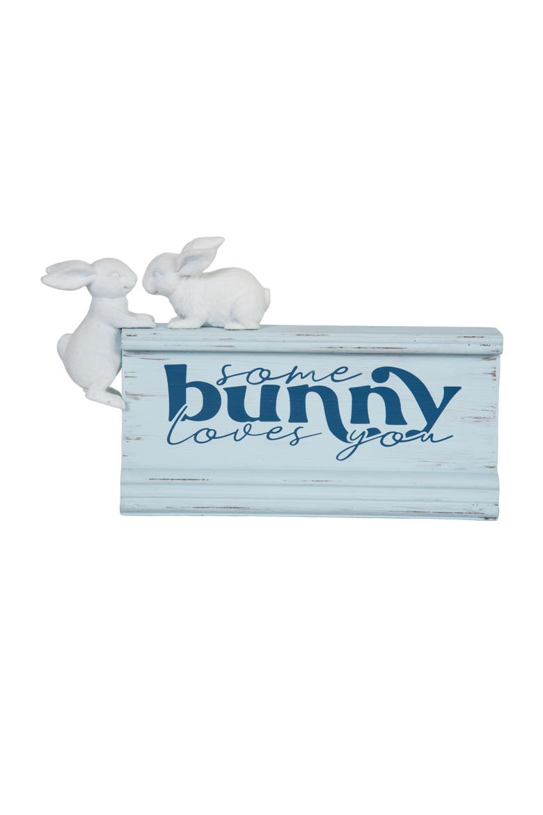 "Some Bunny Love You" White Easter Bunnies Figurine 6" x 9", Alternate, color, Blue