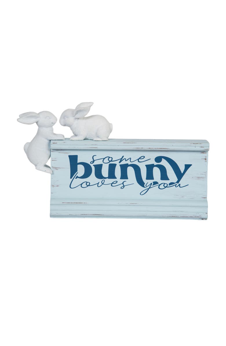 Gallerie II "Some Bunny Love You" White Easter Bunnies Figurine 6" x 9", Alternate, color, Blue