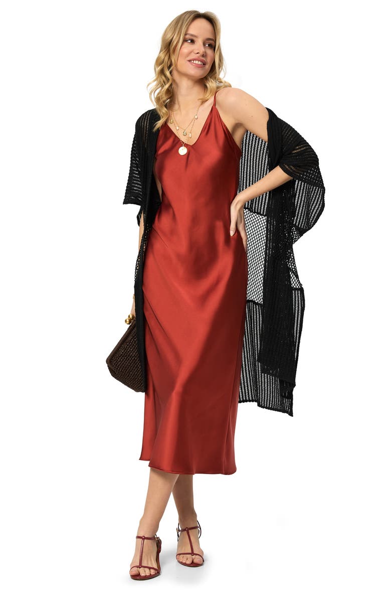 SAACHI Open Knit Cover-Up, Alternate, color, Black